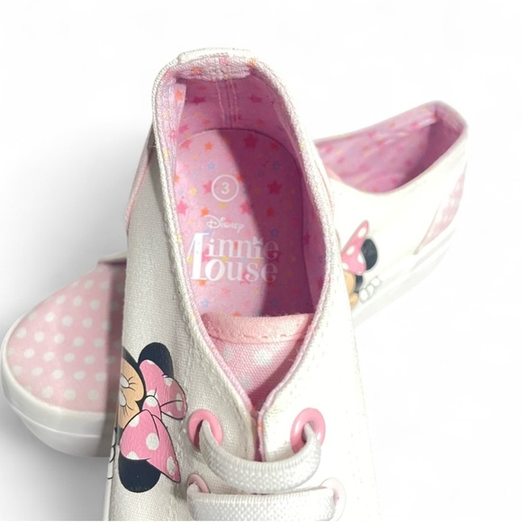 Disney Minnie Mouse Polka Dot Pink White Canvas Sneakers Low Top Girls' Size 3 - Picture 2 of 6